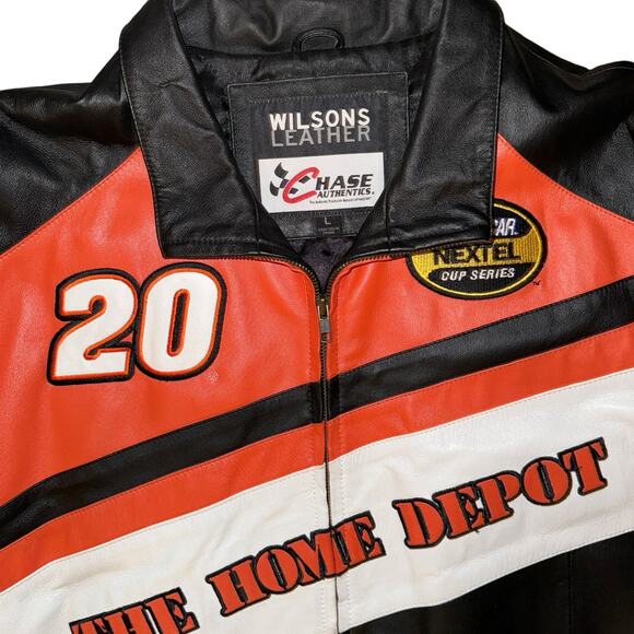RARE Vintage Tony Stewart #20 NASCAR Racing Wilson’s Leather Jacket Sz Large - Picture 4 of 11